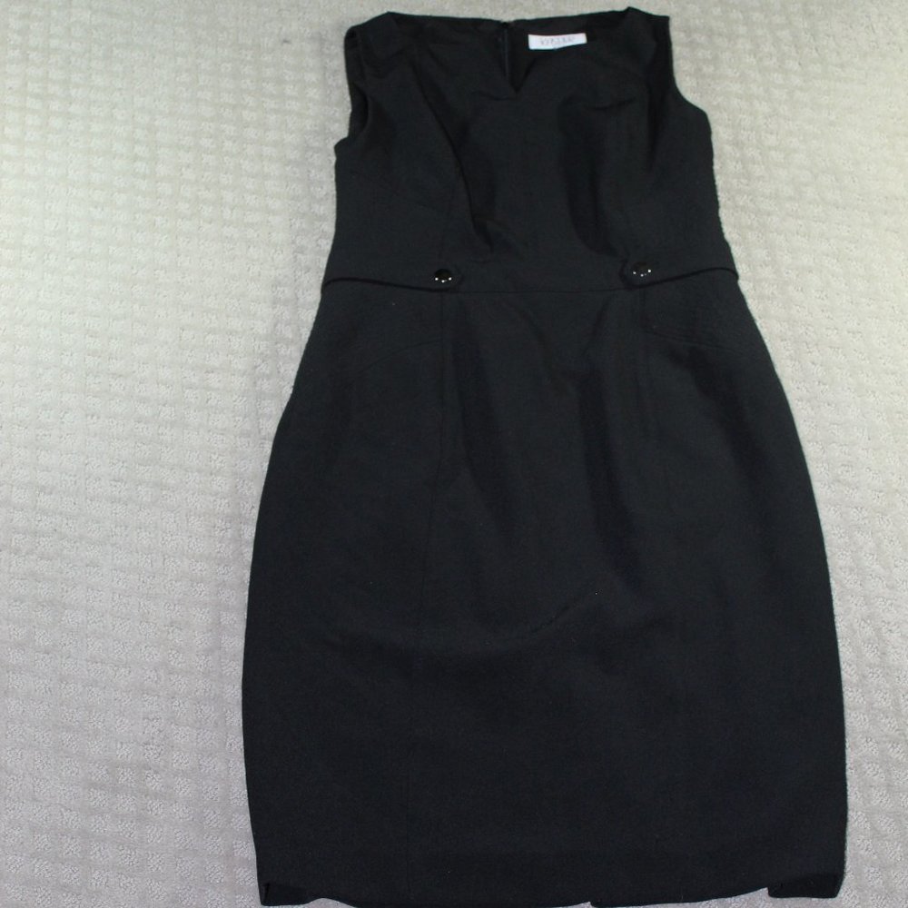 Vintage Kasper Size 12 Black Sleeveless Sheath Dress